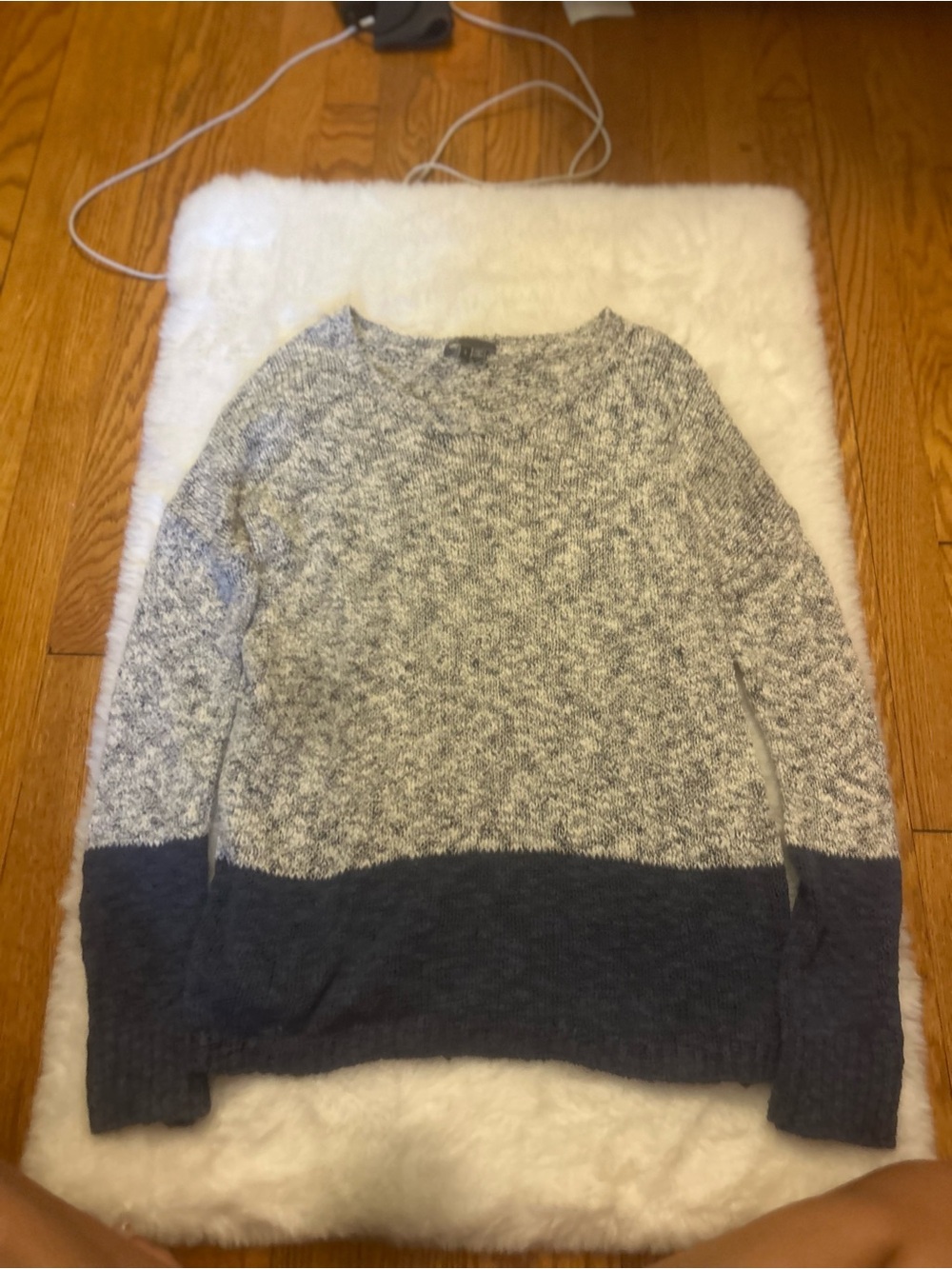 Vince Two-Tone Crewneck Sweater in Gray and Navy